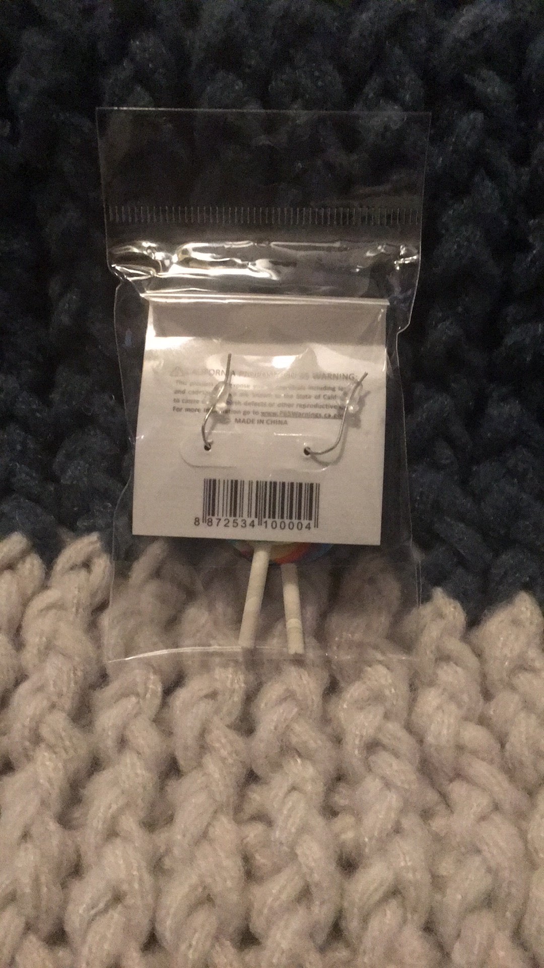 Pendientes de piruleta naranja y blanco para mujer