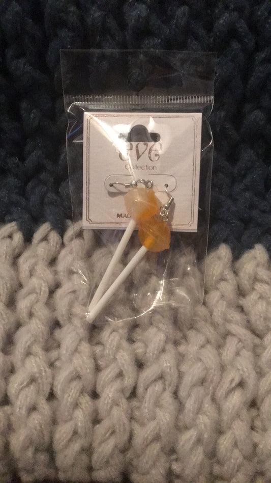 Orange and white lollipop earrings for women