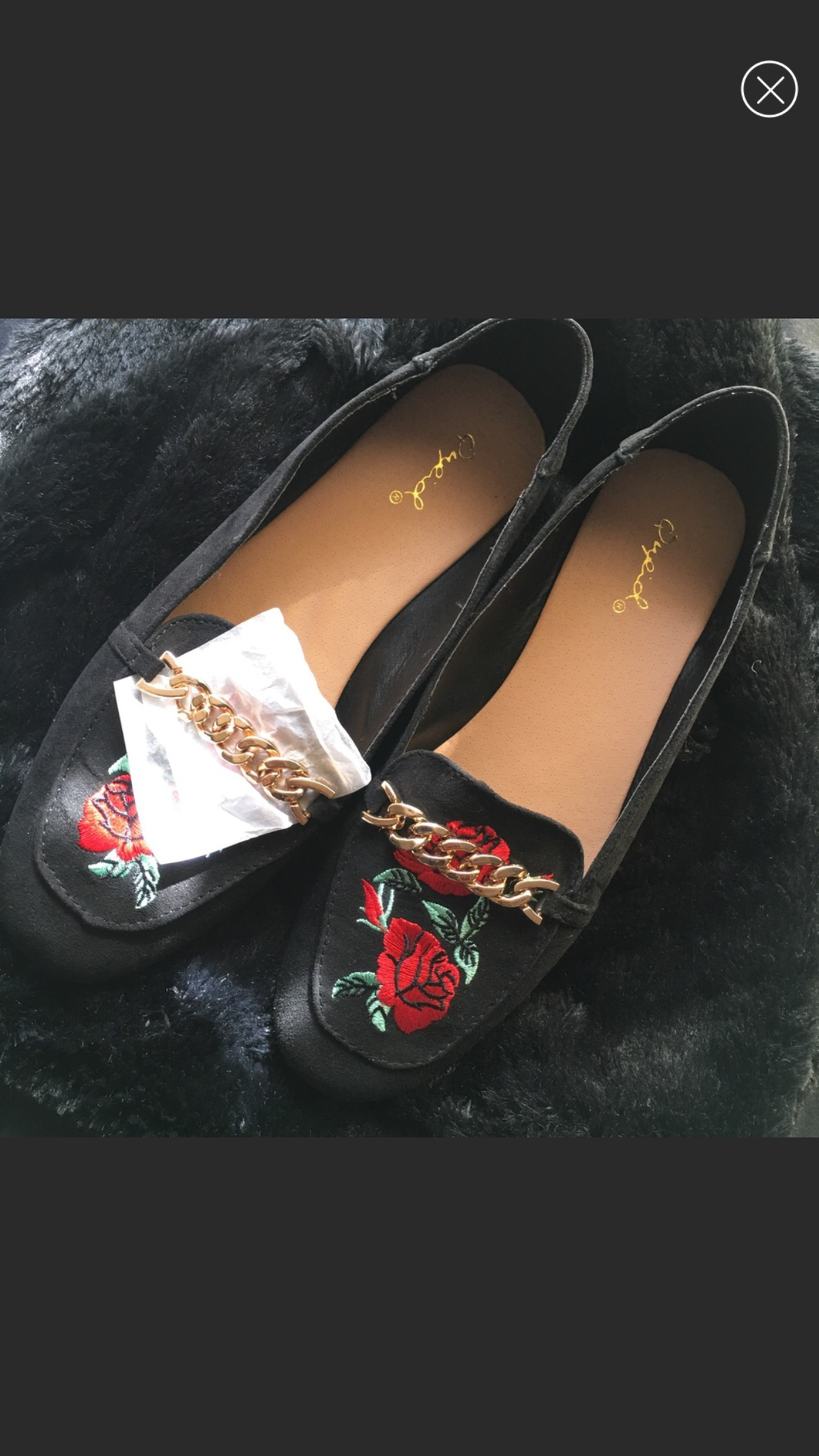 Black Floral Print Qupid Flats