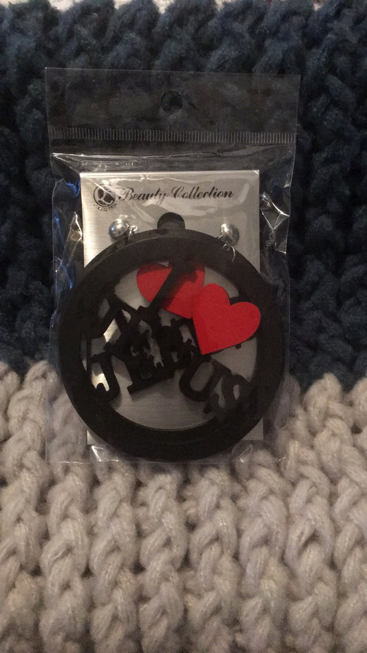 I love Jesus wooden earrings lead and nickel free
